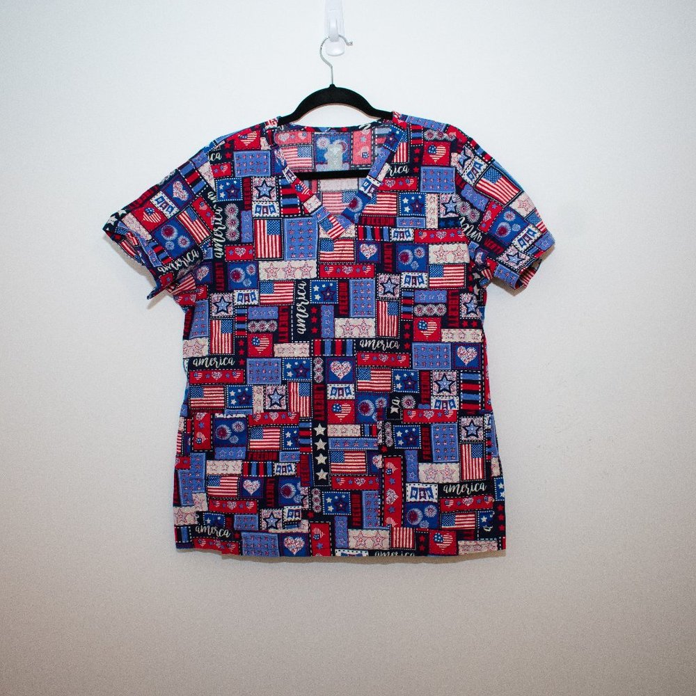Med Couture XL USA Patriotic Scrub Nurse Doctor Pediatric Dental Scrubs